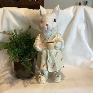 Morning Bunny! Bunny wearing bathrobe and bunny slippers Tabletop Decor.